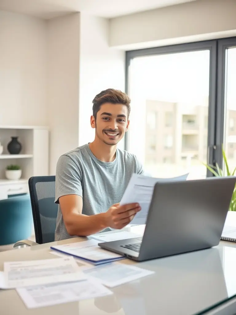 A professional reviewing tax documents, emphasizing expertise and compliance.